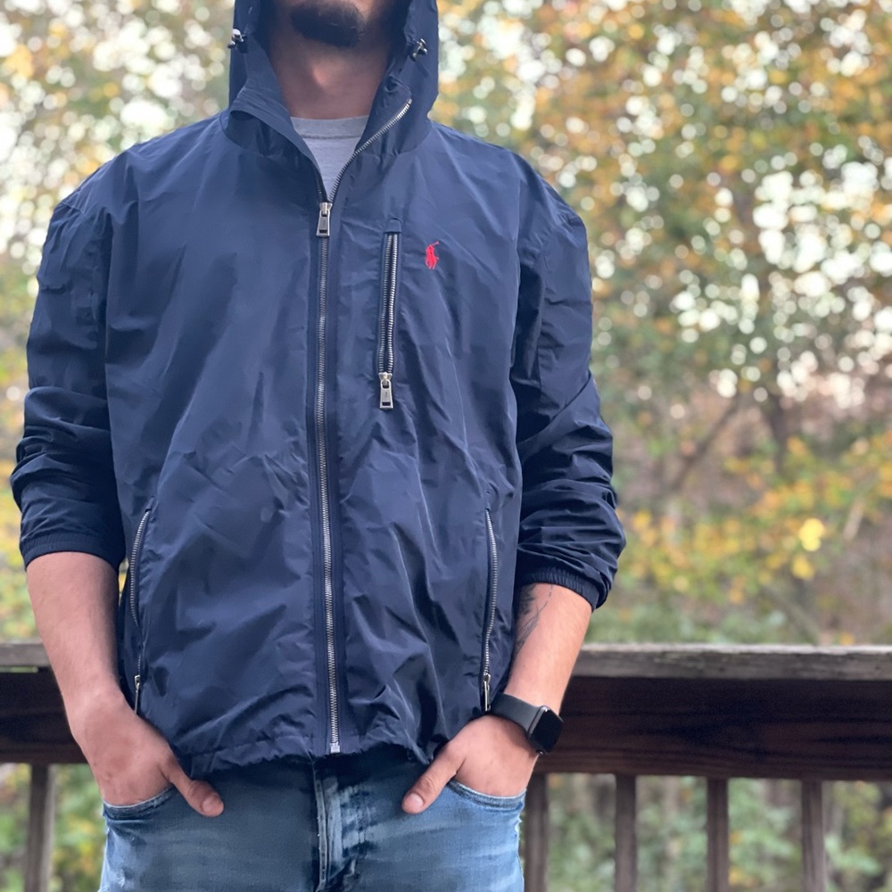 Polo rain jacket navy blue men’s
